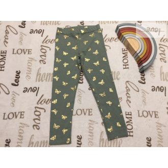  H§M 4-5 év 110 cm zöld, arany pillangó mintás puha pamut lány  legging - új, csak lecímkézve