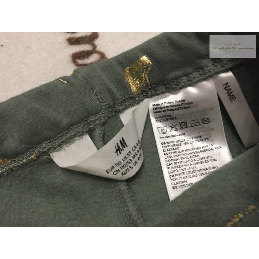H§M 4-5 év 110 cm zöld, arany pillangó mintás puha pamut lány  legging - új, csak lecímkézve