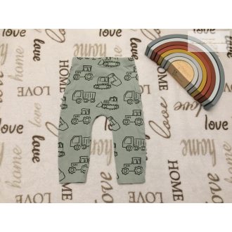   Matalan 9 -12 hó 74 -80 cm halvány zöld, traktor mintás vékony pamut fiú leggings - újszerű,hibátlan