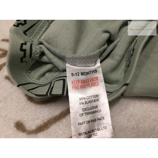 Matalan 9 -12 hó 74 -80 cm halvány zöld, traktor mintás vékony pamut fiú leggings - újszerű,hibátlan