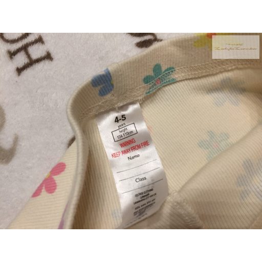 George 4-5 év 104-110 cm színes virágmintás bordázott pamut lány legging- újszerű,hibátlan
