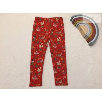   TU 3-4 év 98-104 cm piros, karácsonyi  mintás pamut lány legging újszerű,hibátlan