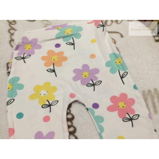 Matalan 3-6 hó 62-68 cm fehér, színes nagy virágmintás pamut lány legging--újszerű,hibátlan