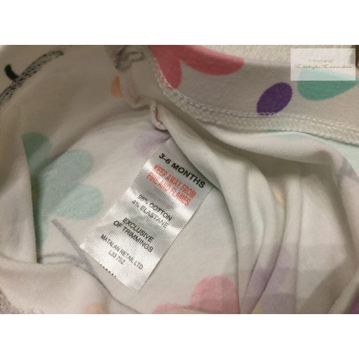 Matalan 3-6 hó 62-68 cm fehér, színes nagy virágmintás pamut lány legging--újszerű,hibátlan