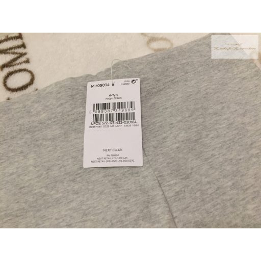 Next 6-7  év 122 cm szürke, szárán pici csipkés pamut lány legging- új, címkés