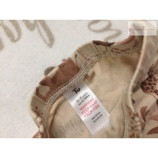 TU 0 -3 hó 56-62 cm bézs-barna, zebra-oroszlán-zsiráf mintás vékony pamut fiú legging - újszerű,hibátlan