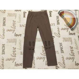 Nutmeg 6-7 év 116 - 122 cm barna, térdein nyuszi fej mintás pamut lány legging- újszerű,hibátlan   Nutmeg 6-7 év 116 - 122 cm barna, térdein nyuszi fej mintás pamut lány legging- újszerű,hibátlan