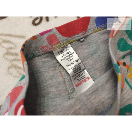 Next 3-6 hó 62-68  cm szürke, színes tigris-virágmintás pamut  lány legging újszerű,hibátlan