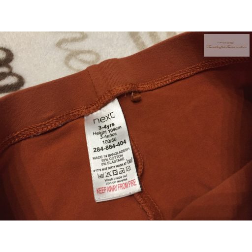 Next 3-4 év 104 cm  barna, nagy rózsaszín pöttyös pamut lány legging- új, átnőtt, csak átmosva
