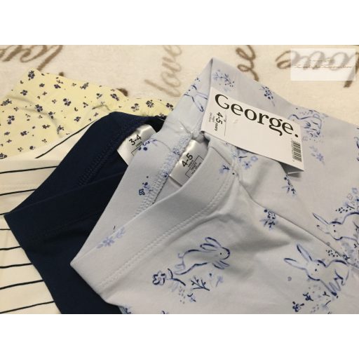 George 4  - 5  év 104 - 110  cm  kék- -csíkos-nyuszi és virágmintás pamut lány  legging szett 4 db   új, címkés