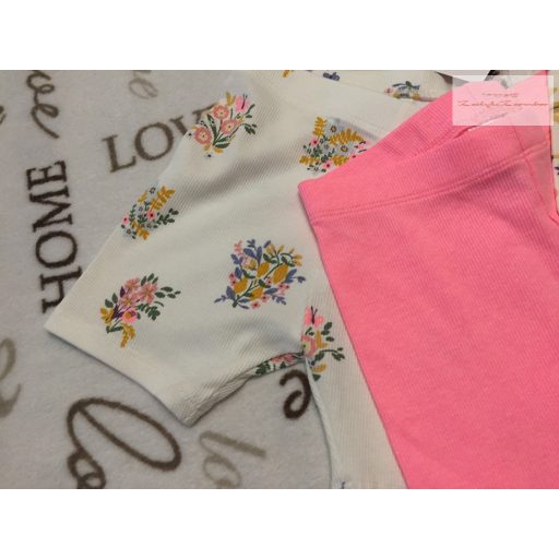 Next 3-4 év 104 cm  virágmintás  - pink pamut lány rövid legging szett 3 db - új, címkés