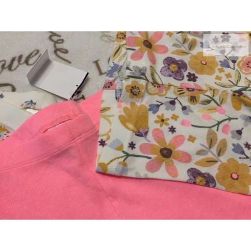 Next 3-4 év 104 cm  virágmintás  - pink pamut lány rövid legging szett 3 db - új, címkés