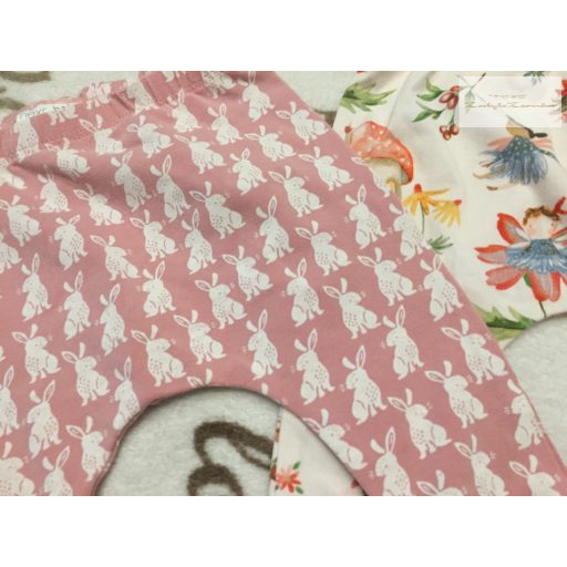 Next up to 3 month 6 kg  nyuszi - domba-angyalka mintás pamut lány legging szett 3 db újszerű,hibátlan