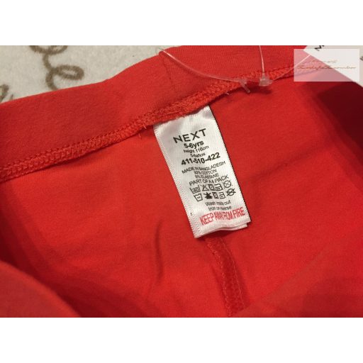 Next 4-5 év 110 cm kék, piros, csíkos és gyümölcs mintás pamut lány legging szett 4 db - új, címkés