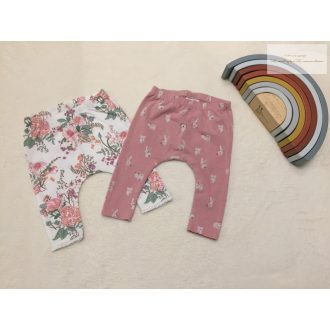   Next up to 3 month 6 kg és 3-6 hó  virágos-nyuszis pamut lány legging szett 2 db - újszerű,hibátlan