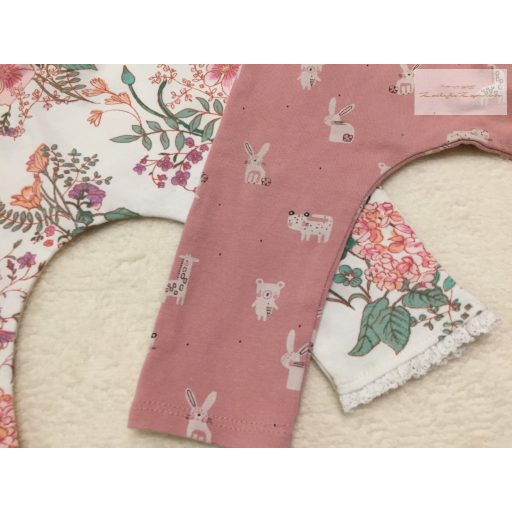 Next up to 3 month 6 kg és 3-6 hó  virágos-nyuszis pamut lány legging szett 2 db - újszerű,hibátlan