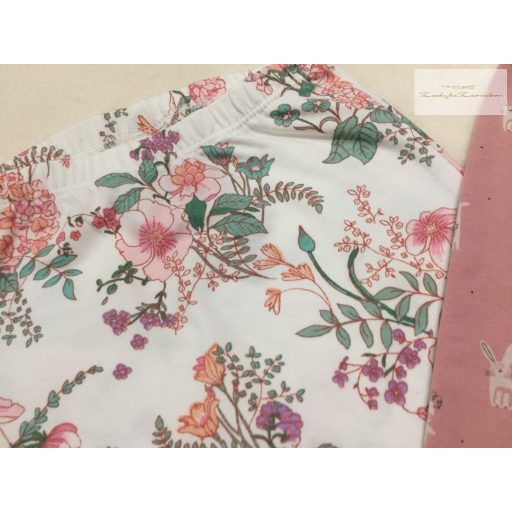 Next up to 3 month 6 kg és 3-6 hó  virágos-nyuszis pamut lány legging szett 2 db - újszerű,hibátlan