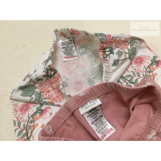 Next up to 3 month 6 kg és 3-6 hó  virágos-nyuszis pamut lány legging szett 2 db - újszerű,hibátlan