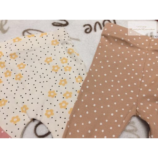 George 3-6 hó 62-68 cm pöttyös - virágmintás bordázott pamut lány legging szett 3 db -  -újszerű,hibátlan