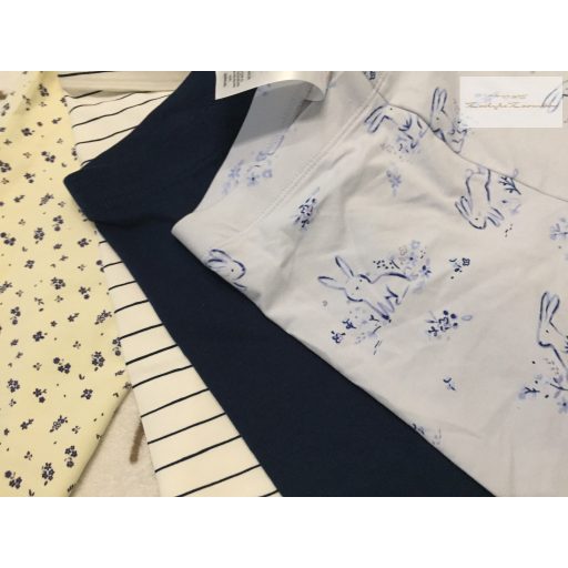 George 6-7  év 116-122 cm  kék- -csíkos-nyuszi és virágmintás pamut lány  legging szett 4 db   új, címkés