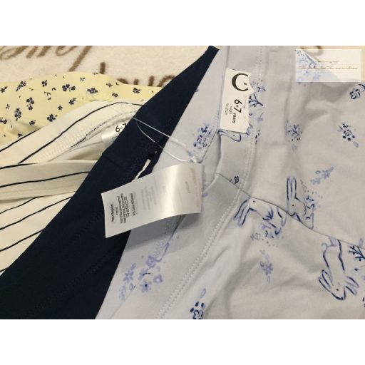 George 6-7  év 116-122 cm  kék- -csíkos-nyuszi és virágmintás pamut lány  legging szett 4 db   új, címkés