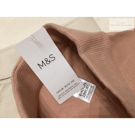 M§S 0 -3 hó 6 kg 62 cm tört fehér és rózsaszín pamut lány nadrág/ legging szett .- új, címkés