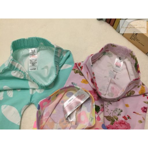 George, TU  0 - 3 hó 56 -62 cm virágmintás  pamut lány legging szett - újszerű,hibátlan