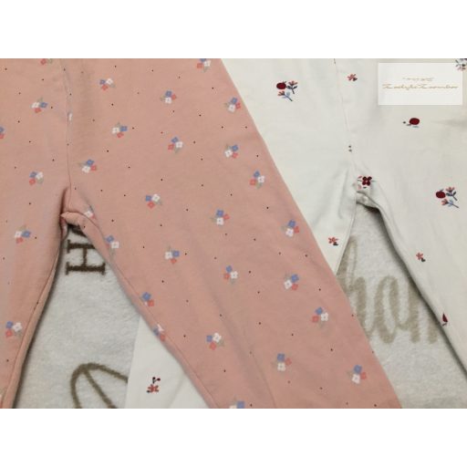 George 4  - 5  év 104 - 110  cm fehér - rózsaszín virágmintás pamut lány legging szett 2 db - újszerű,hibátlan