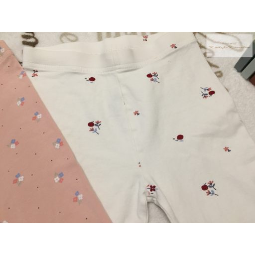 George 4  - 5  év 104 - 110  cm fehér - rózsaszín virágmintás pamut lány legging szett 2 db - újszerű,hibátlan