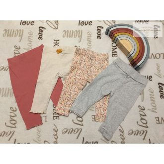   Next, Primark, George 6-9 hó 68 - 74 cm bézs.-szürke-virágmintás pamut lány  legging szett 4 db-újszerű,hibátlan