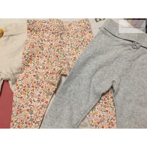 Next, Primark, George 6-9 hó 68 - 74 cm bézs.-szürke-virágmintás pamut lány  legging szett 4 db-újszerű,hibátlan