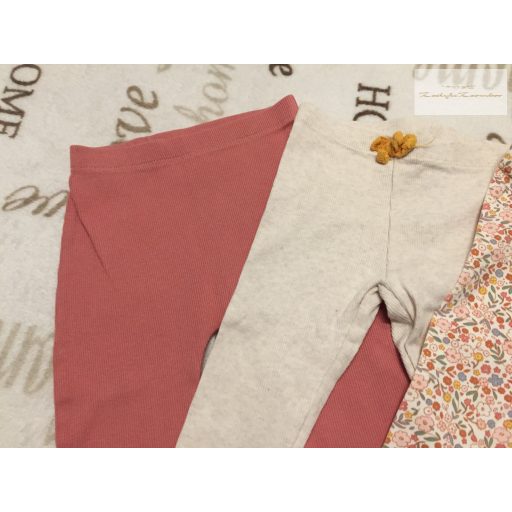 Next, Primark, George 6-9 hó 68 - 74 cm bézs.-szürke-virágmintás pamut lány  legging szett 4 db-újszerű,hibátlan