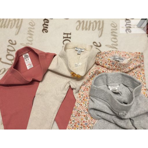 Next, Primark, George 6-9 hó 68 - 74 cm bézs.-szürke-virágmintás pamut lány  legging szett 4 db-újszerű,hibátlan