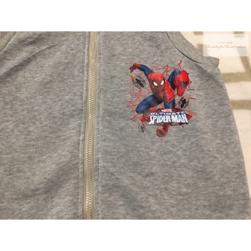 4-5 év 104-110 cm szürke, Spiderman mintás belül polár- pamut fiú mellény - újszerű,hibátlan