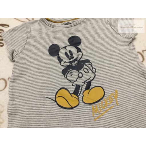 Disney at C§A 6-9 hó  68 - 74 cm szürke csíkos Mickey mintás pamut fiú napozó - újszerű, hibátlan
