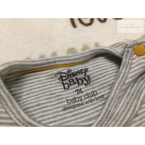 Disney at C§A 6-9 hó  68 - 74 cm szürke csíkos Mickey mintás pamut fiú napozó - újszerű, hibátlan