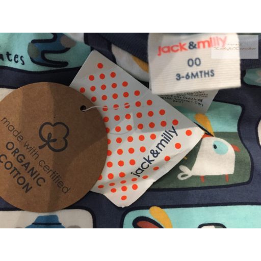 Jack§Milli 0-3 hó 56-62 cm színes mintás pamut fiú napozó - új, címkés - organic cotton