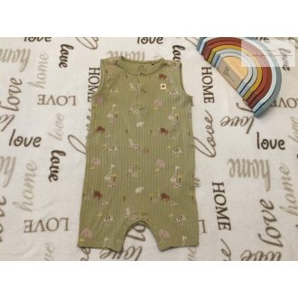   Next 12 - 18 hó 86 cm  khaki, színes  állat mintás pamut fiú napozó - újszerű,hibátlan