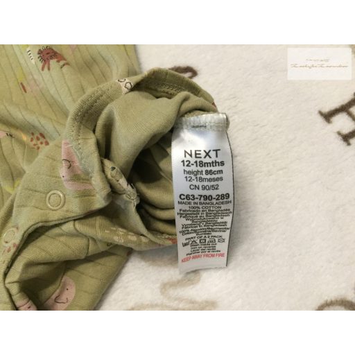 Next 12 - 18 hó 86 cm  khaki, színes  állat mintás pamut fiú napozó - újszerű,hibátlan