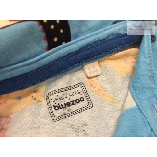 Bluezoo 6-9 hó 68-74 cm világoskék, színes  dinó mintás pamut  fiú napozó-újszerű,hibátlan