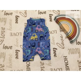   Fred§Flo up to 3 month 62 cm kék,  színes markoló mintás pamut fiú napozó - újszerű,hibátlan