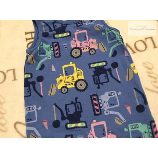 Fred§Flo up to 3 month 62 cm kék,  színes markoló mintás pamut fiú napozó - újszerű,hibátlan