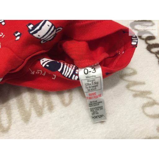 George 0 - 3 hó 56 -62 cm piros, zebra mintás pamut fiú napozó-újszerű,hibátlan