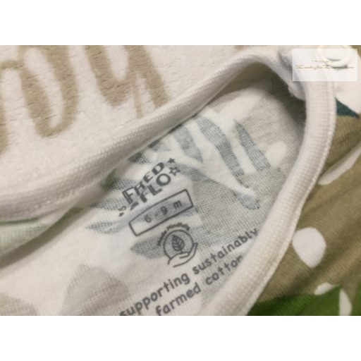 Fred§Flo 6-9 hó 68 - 74 cm  dzsungel mintás- feliratos vékony pamut  fiú napozó- újszerű,hibátlan
