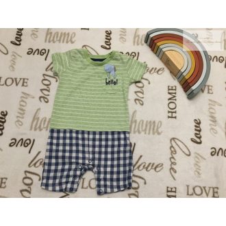   Matalan 9 -12 hó 74 -80 cm kék - zöld, csíkos-kockás puha pamut fiú napozó újszerű,hibátlan