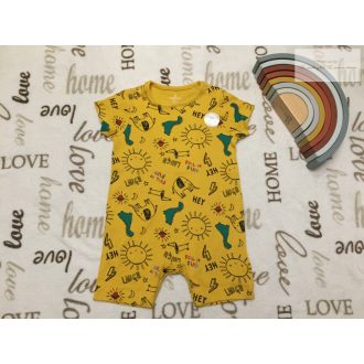   Mothercare 6-9 hó 9 kg sárga, dinó - kutya-nap mintás pamut fiú napozó - új, csak lecímkézve