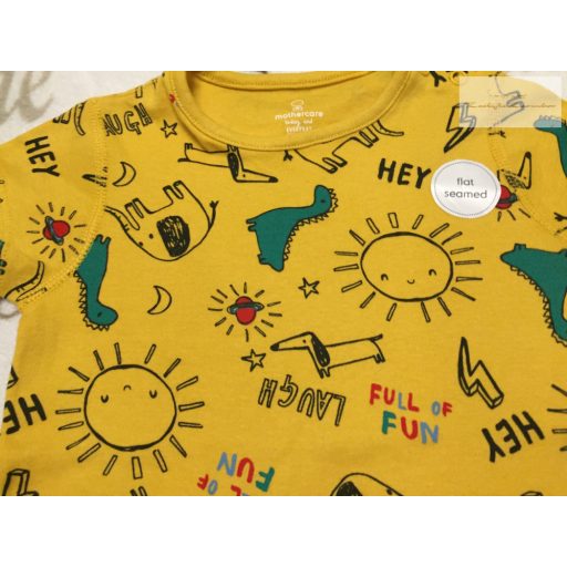 Mothercare 6-9 hó 9 kg sárga, dinó - kutya-nap mintás pamut fiú napozó - új, csak lecímkézve