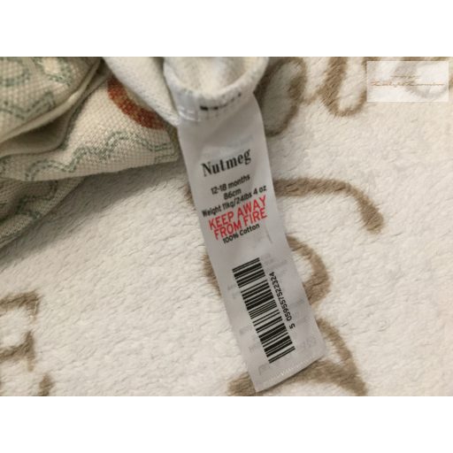Nutmeg 12 - 18 hó 80 - 86 cm bézs, oroszlán-elefánt-krokodil mintás pamut fiú napozó-újszerű, hibátlan