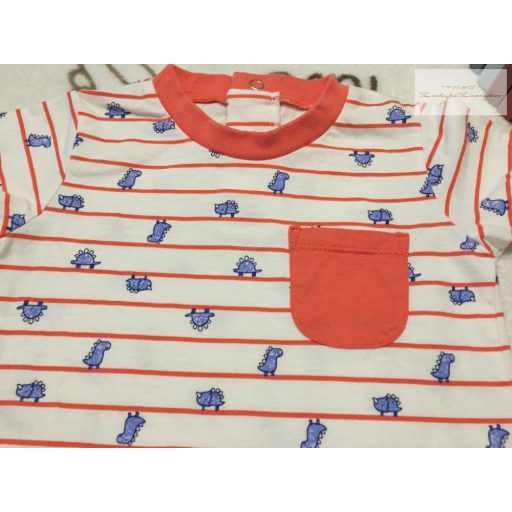 Matalan 9 -12 hó 74 -80 cm  csíkos, dinó mintás vékony pamut fiú napozó újszerű,hibátlan