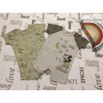  Disney at George 6 - 9 hó 68-74 cm khaki - szürke, Mickey mintás pamut fiú napozó szett 2 db - újszerű,hibátlan